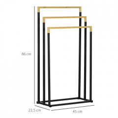 Suport pentru prosoape cu 3 brațe 45 x 22,5 x 86 cm | negru č.2