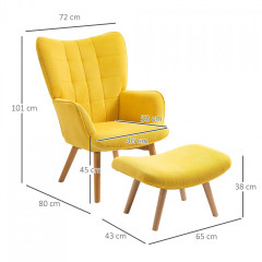 Fotoliu relaxant cu taburet 72 x 80 x 101 cm | galben č.2