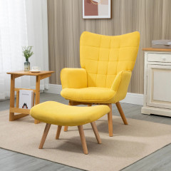 Fotoliu relaxant cu taburet 72 x 80 x 101 cm | galben