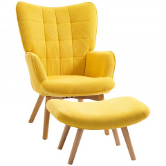 Fotoliu relaxant cu taburet 72 x 80 x 101 cm | galben č.3