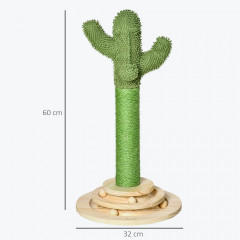 Ansamblu de joacă pentru pisici, cactus 60 cm | verde + culoare naturală č.3