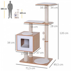 Ansamblu de joacă pentru pisici 71,5x49,5x120 cm | culoare naturală č.2