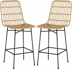 Set 2 scaune de bar 45x53,5x105 cm | culoare naturală+negru č.1