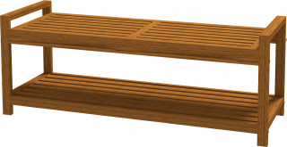 Bancă din lemn cu raft 118 x 40,5 x 46 cm | tec č.1