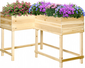 Jardinieră din lemn cu sistem de irigare 122,5 x 91 x 81 cm | culoare naturală č.1