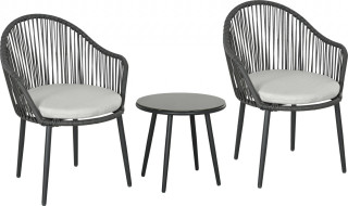 Set mobilier de grădină din rattan, 3 piese | gri închis č.1