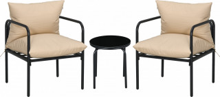 Set mobilier de grădină din oțel, 3 piese | bej č.1