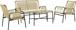 Set 4 piese mobilier de grădină polyrattan | galben č.1