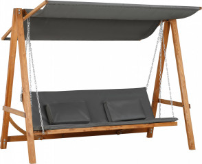 Leagăn cu funcție de pat pentru 3 persoane 225,5x113x180 cm | gri + culoare naturală