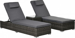Șezlong Polyrattan din 3 piese 60 x 195 x 86 cm | gri č.2