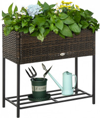 Strat înălțat de grădină Polyrattan 70 x 30 x 72 cm | maro č.1