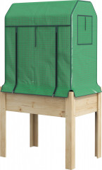 Strat înălțat din lemn cu seră 86x60x165 cm | culoare naturală + verde