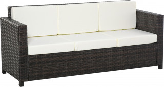 Canapea de grădină Polyrattan 3 locuri 185 x 70 x 80 cm | maro + alb č.1