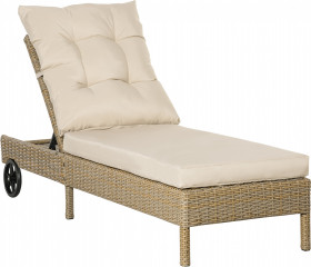 Șezlong de grădină Polyrattan cu pernă reglabilă 200x66x92 cm | kaki č.1