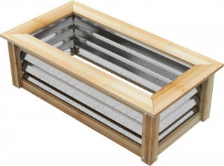 Strat înălțat de grădină 90x45x30 cm | argintiu + culoare naturală č.1