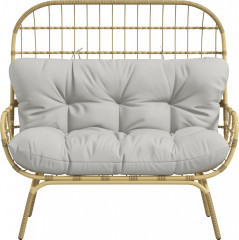 Canapea 2 locuri din rattan cu cotieră 126 x 72 x 126 cm | gri deschis č.1