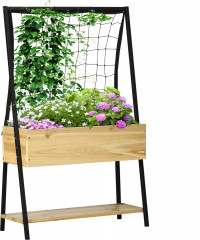 Jardinieră tip strat înălțat cu grilaj 80x30x128 cm | culoare naturală č.1