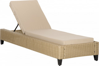 Șezlong de grădină Polyrattan cu pernă 72 x 198 x 30 cm | kaki č.1