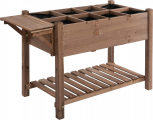Strat înălțat de grădină cu raft 123x54x74 cm | maro č.1