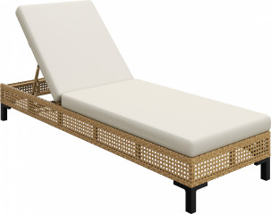 Șezlong de grădină din rattan cu pernă 65 x 200 x 31 cm | culoare naturală č.1