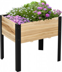 Strat înălțat de grădină din lemn masiv 80x60x74 cm | culoare naturală + negru č.1