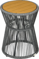 Masă de cafea pentru grădină 39 x 39 x 49 cm | gri închis + culoare naturală č.1