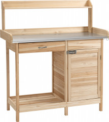 Masă de grădină cu blat galvanizat 112x45x125 cm | culoare naturală