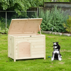 Cușcă pentru câini din lemn masiv 78x51x62 cm | culoare naturală č.1