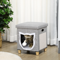 Peșteră pentru pisici cu pernă 35,5 x 35,5 x 42,5 cm | gri č.1