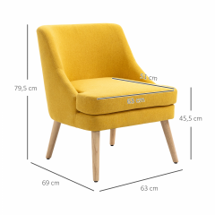 Scaun de dining tapițat 63 x 69 x 79,5 cm | galben č.3