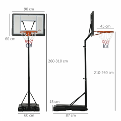 Coș de baschet cu înălțime reglabilă | 260-310 cm č.3