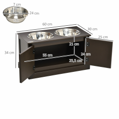 Suport cu 2 boluri din oțel inoxidabil 60 x 30 x 34 cm | cafea č.3