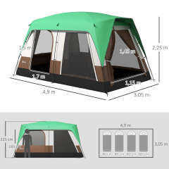 Cort de camping pentru 8 persoane 490 x 305 x 225 cm | verde č.3