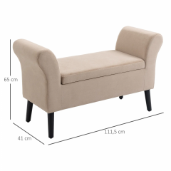 Bancă modernă tapițată cu depozitare 115.5x43.5x66 cm | bej č.3