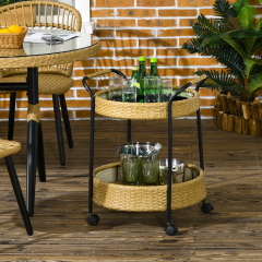 Cărucior de servire din ratan Ø50x66 cm | culoare naturală č.1