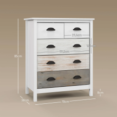 Comoda cu 5 sertare 70 x 38 x 85 cm | alb č.3