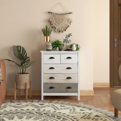 Comoda cu 5 sertare 70 x 38 x 85 cm | alb č.1