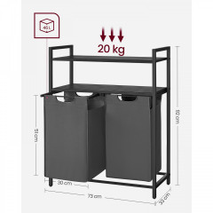 Coș de rufe din două piese cu compartiment de depozitare | negru-gri č.3