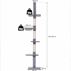 Ansamblu de joacă pentru pisici 40 x 34 x 230-260 cm | gri č.2