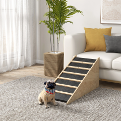 Rampă antiderapantă pentru câini de talie medie 90x40x45 cm | culoare naturală