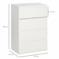 Dulap cu 4 sertare 55x33x80 cm | alb č.2