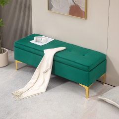 Bancă tapițată cu spațiu de depozitare 120 x 44 x 44,5 cm | verde
