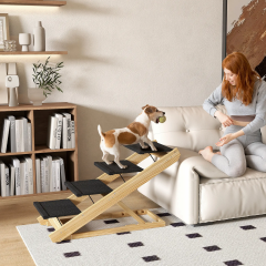 Rampă și scări pentru câini cu suprafață antiderapantă 83 x 40 x 62,5 cm | culoare naturală č.1