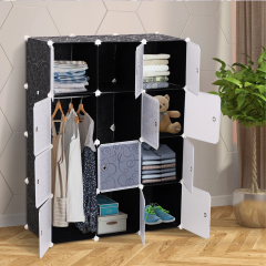 Dulap modular 111 x 47 x 145 cm | alb + negru