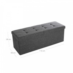 Bancă pliabilă pentru încălțăminte cu capac rabatabil 110 x 38 x 38 cm | gri închis č.2