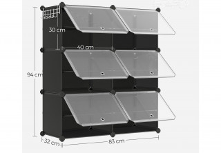 Pantofar modular cu sistem de prindere tip puzzle 30 x 40 x 30 cm | negru č.2