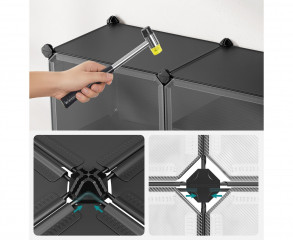 Pantofar modular cu sistem de prindere tip puzzle 30 x 40 x 30 cm | negru č.3