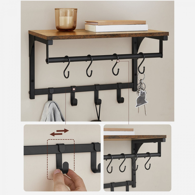 Suport de perete pentru haine | vintage maro/negru