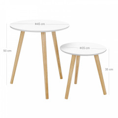 Masa pliabilă set de 2 piese | alb și culoare naturală č.2