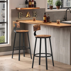 Set 2 scaune de bar înalte cu spătar | maro rustic și negru č.3